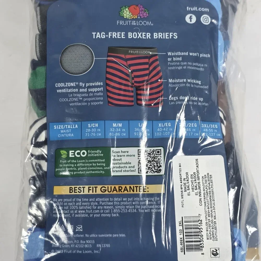 Fruit of the Loom Men's Coolzone Boxer Assorted Colors Size 2XL 44-46